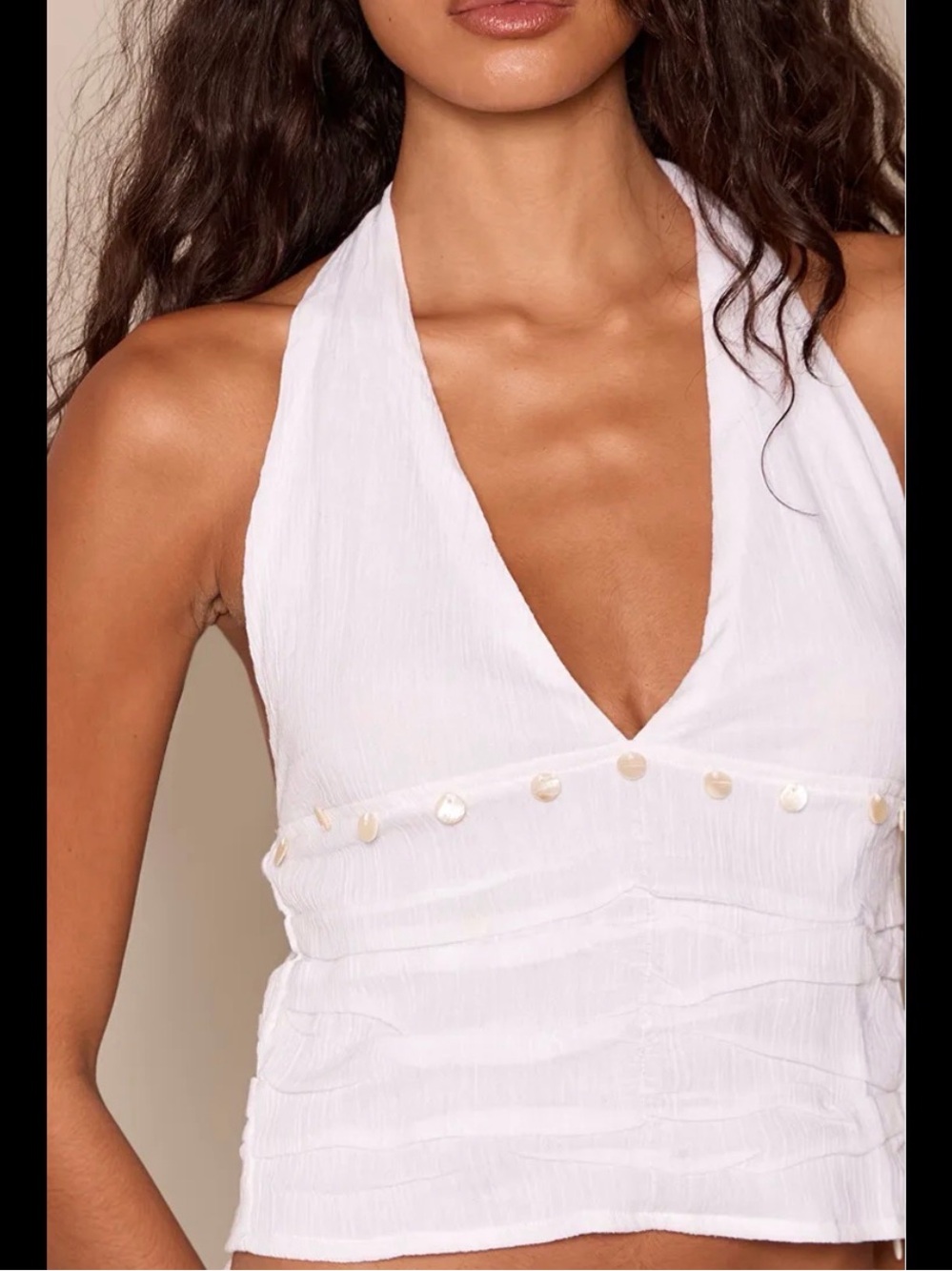 White Tie Halter V-Neck Crop Top